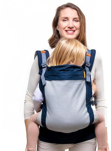 Beco Toddler Cool Babytrage & Kindertrage (9-27 kg) - Atmungsaktive 3D-Performance-Mesh Trage Kleinkind, Hüftfreundlich mit 2 Tragepositionen: Bauchtrage & Rückentrage (Marineblau)