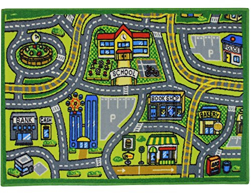 JVL Childrens Kids Play road mat nursery playroom 80 x 110cm (Map)