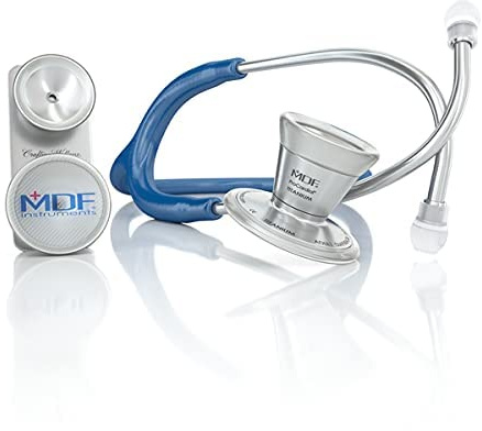 MDF Instruments, ProCardial ER Premier Stetoscopio cardiologico della in acciaio inox per adulti e bambini con campana cardiologica per adulti come componente convertibile - Blu Reale (MDF797DD-10)