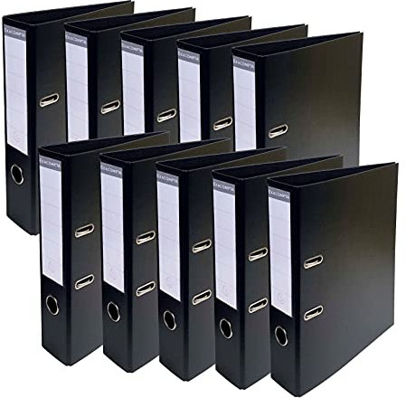Exacompta 53741E 10er Pack Premium PVC-Ordner Prem´Touch. 7 cm breit DIN A4 Ringordner Aktenordner Briefordner Büroordner Plastikordner Schlitzordner schwarz