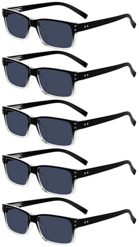 Eyekepper 1.75 Sunglasses for Men, Full Tinted Reading Glasses Women, 5pack | Retro Small Grey Lens Readers, Mens Womens Cheaters Sunglass, Spring Hinges for All-Day Comfort, UV400 Sun Glasses +1.75