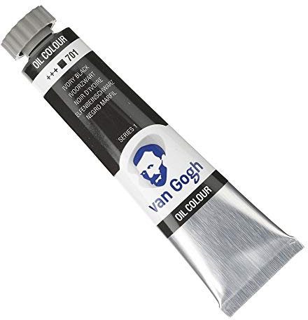 Van Gogh Ölfarbe - 20 ml Elfenbeinschwarz 701 - Hohe Pigmentierung & Abtönstärke - Lichtecht +++ - Serie 1