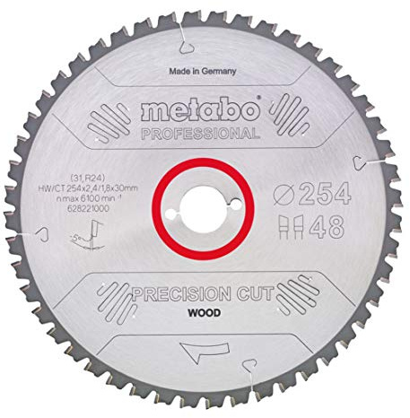 Metabo 628045000 628045000-Hoja de Sierra Metal Duro HW/CT Precision Cut 250 x 30 mm Dientes 34 WZ, Negro