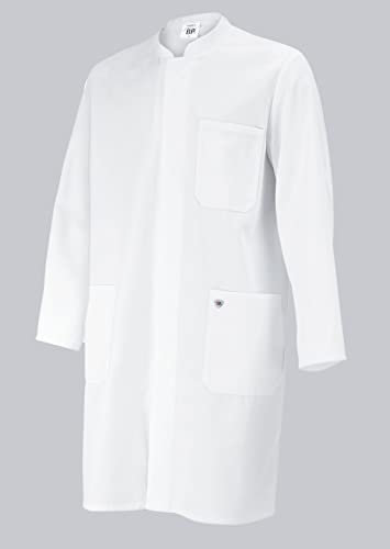 BP 1654-130-21-Mn Unisex-Mantel, Langarm, Stehkragen, 205,00 g/m² Reine Baumwolle, weiß, Mn