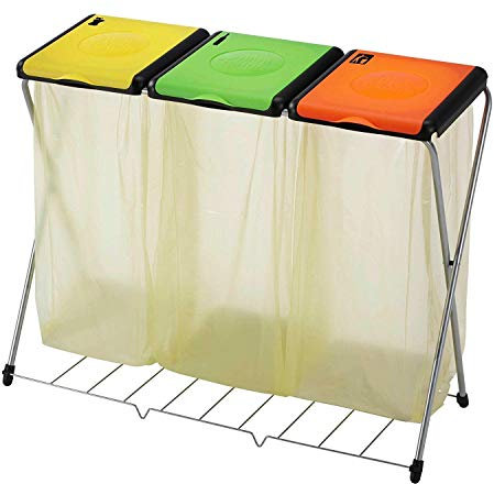 Vileda Gimi Nature Plus 3 Müllsackständer, Rahmen aus Stahl, Tasche: Polyester