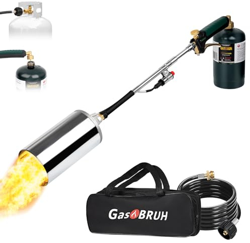 GasBRUH Heavy Duty Weed Torch Propane Burner with Storage Bag, High Output 360,000 BTU Blow Torch with 8.8FT Hose, Portable Flame Weeder with Igniter for Garden Wood Roofing Snow Road Charcoal Start