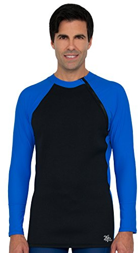 Tuga Men's Neoprene Wetsuit Hybrid Zip Top, Made in USA, Black/Royal, Medium