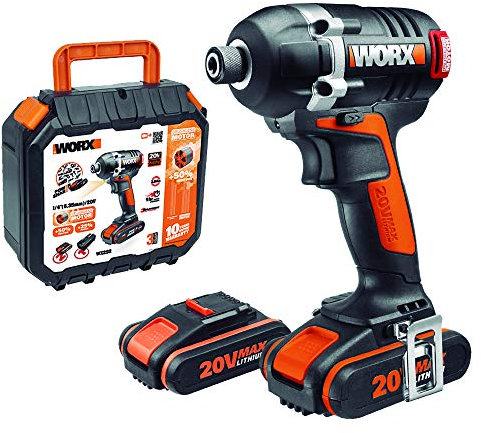 WORX WX292 - Atornillador de Impacto Brushless 20V 2Ah 2bat
