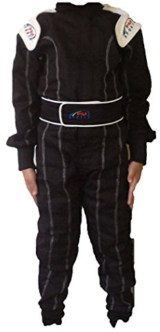 Kids/Children New Karting/Race Overall/Suits Polycoton Indoor & Outdoor (Black, 116-122)