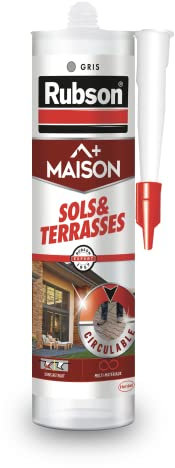 RUBSON Maison, Mastic Sols & Terrasses, mastic extérieur tous supports - Coloris Gris- Cartouche 280ml