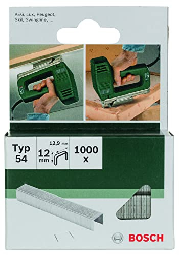 Bosch Accessories 2609255842 Set de 1000 agrafes à fil plat Type 54 Largeur 12,9 mm Epaisseur 1,25 mm Longueur 12 mm