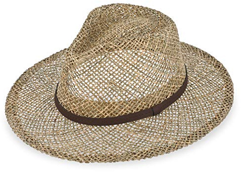 fiebig Traveller Sea Grass-hatt | Solhatt tillverkad av 100% sjögräs | Sommarhatt med Vegansk läderrem | Halmhatt i naturlig färg (55-S)