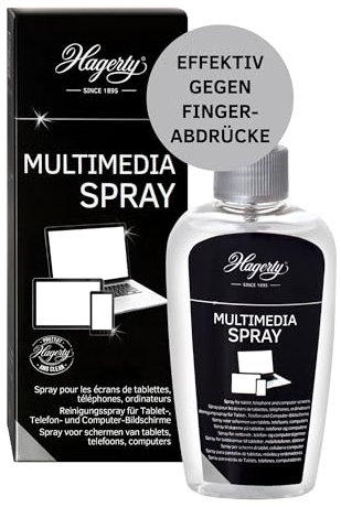 Hagerty Multimedia Spray Nettoyant pour écran I 125 ml I Spray efficace pour smartphone, tablette, ordinateur portable I Antistatique I Pour un nettoyage et un entretien complet sans micro-rayures