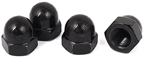 sourcing map Eichel Sechskant Hutmuttern - 4stk. M12 Hutmuttern Kohlenstoffstahl Sechskant Dekorative Hutmutter für Schrauben Bolzen Schwarz