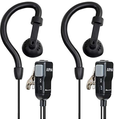 Midland® - AVPH4 Ear Clip Headset Headphones for Midland® GMRS Two-Way Radios – Secure Fit - Crystal Clear Communication Built-In Microphone and Push To Talk Button