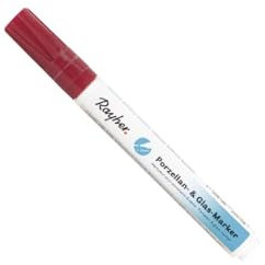 Rayher Marqueur pour verre et porcelaine, bordeaux, 1 pce., pointe ronde interchangeable 1-2mm, séchage rapide, base aqueuse, arts créatifs-38709291