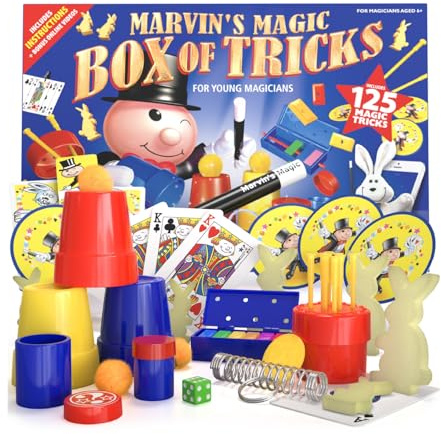 Marvin's Magic - Kids Magic Set - With Magic Wand, Card Tricks and More - Kids Toys, Games, Family Games for Age 6, 7, 8, 9, 10+ - Box of 125 Tricks
