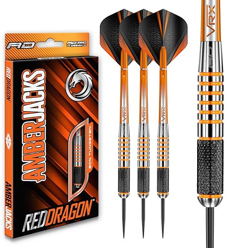 RED DRAGON Darts – Amberjack 9 Serie 28g Stahlspitze Dart-Set mit Dart Flüge und Dart Schäften