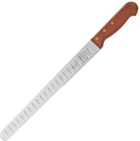 Mercer Culinary Praxis Granton Edge Slicer with Rosewood Handle, 12 Inch, Wood
