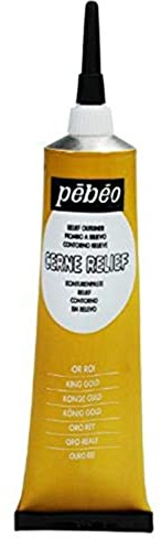 Pebeo Vitrail, Cerne Relief Dimensional Paint, 37 ml Tube with Nozzle - King Gold, 1.25 Fl Oz (Pack of 1)