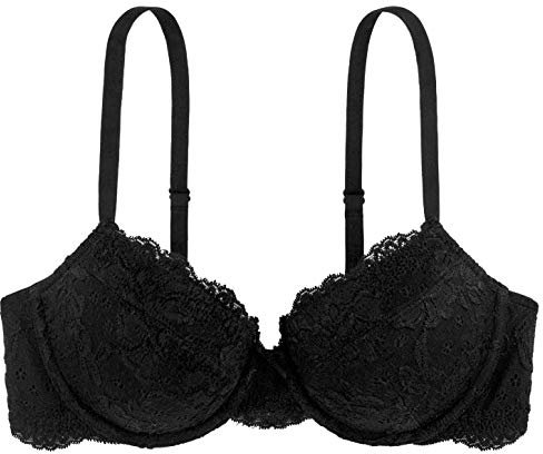 Dorina Spitze Lace BH, 3/4-Schale Demi Damen Comfort leicht gepolsterter Bügel-BH, Lianne D17163A, Schwarz ,85C