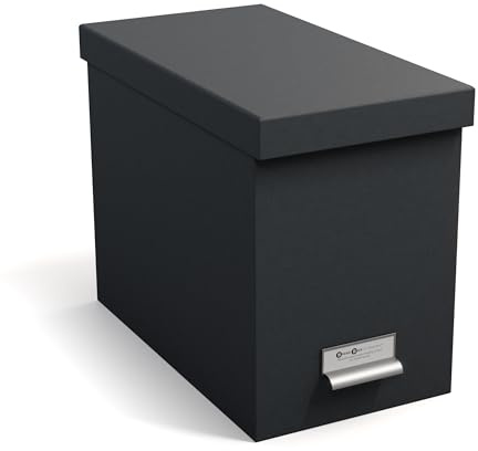BIGSO JOHAN Hängeregisterbox A4 – Hängemappenbox mit Deckel und Griff – Schreibtischablage für Hängemappen & Dokumente – Aufbewahrungsbox aus recycelter Faserplatte und Papier – dunkelgrau