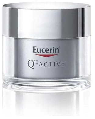 Eucerin Q10 ACTIVE Crema de Noche (50 ml), crema de cara antiarrugas e hidratante para piel sensible, fórmula enriquecida con Coenzima Q10 y Manteca de Karité, regenera la piel mientras duermes