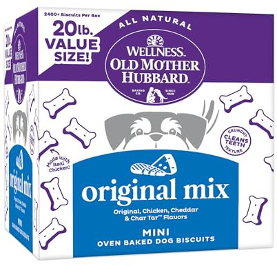 Wellness Old Mother Hubbard Classic Original Mix Dog Biscuits, Natural Training Treats, 4 Flavors, Mini Size, 20 lb Box