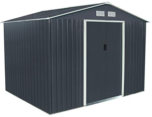CHARLES BENTLEY Garden Shed, Navy Grey, Metal, Steel, Shed, Outdoor Storage, Large, Tall, Box, Storage, Tools, Garden Storage, Vents, Lockable Door, Weather Resistant, Rust Proof, Fire Proof (9ftx6ft)