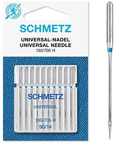 SCHMETZ | 10 Nähmaschinennadeln | Universal | 130/705 H | Nadeldicke 90/14 | auf jeder gängigen Haushaltsnähmaschine einsetzbar