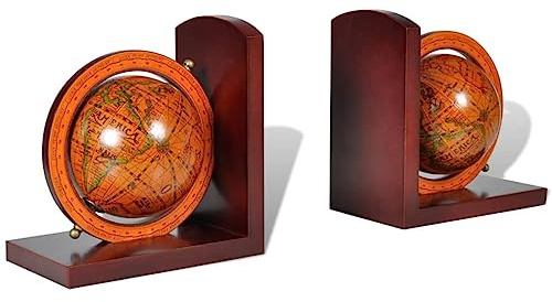 vidaXL 2X Reggilibri con Mappamondo Design Classico Supporto Libri Biblioteca