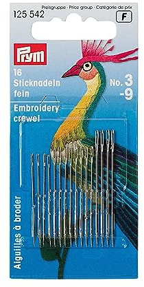 PRYM Nähnadeln, Stickwolle, sortiert gold Eye, pack de 16
