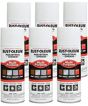 Rust-Oleum 1692830-6PK Industrial Choice 1600 System Multi-Purpose Spray Paint, 12 oz, Gloss White, 6 Pack