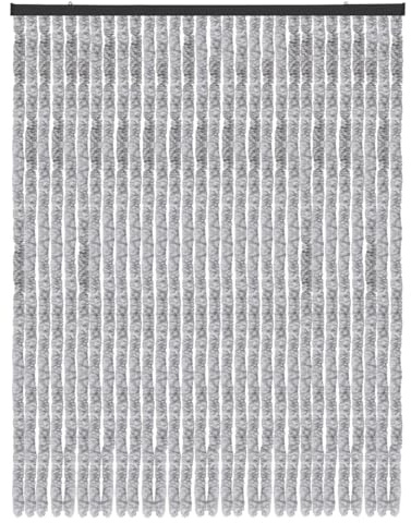 Arsvita Fluffy Curtain, Meliert hellgrau - weiß, 140 x 200 cm