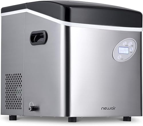 NewAir 50 lb. Countertop Ice Maker | Portable Bullet Ice Machine | 12 Cubes in 7 Minutes, 3 Ice Sizes | Stainless Steel, Self-Cleaning, BPA-Free