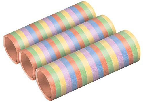 Amscan 6315 - Luftschlangen Streifen Pastell, 3 Rollen, Größe je Streifen 0,7 x 400 cm, Karneval, Geburtstag