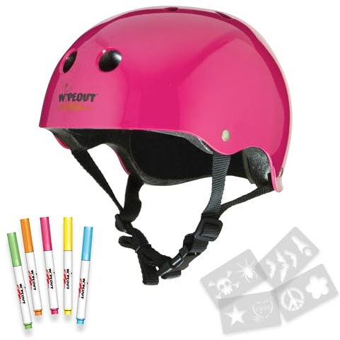 Wipeout Dry Erase Kids Bike Helmet, The Dry Erase Helmet - Create your own design, Neon Pink, Ages 5+