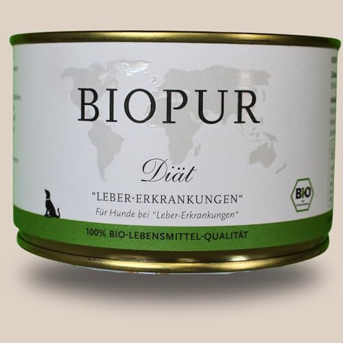 BIOPUR Bio Leberdiät Hundefutter – Premium Nassfutter für Hunde in 100% Lebensmittelqualität – Getreidefreies Diätfutter für Hunde – Hochwertiges Bio Nassfutter bei Leberinsuffizienz – 6 x 400g Dose