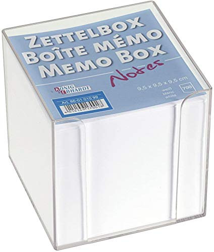Brunnen König und Ebhardt König & Ebhardt 860101099 Zettelbox (transparente Knststoffbox, 9,5 x 9,5 x 9,5 cm, 700 Blatt) weiß