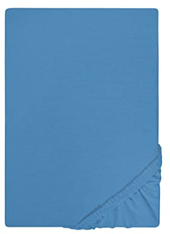 biberna Jersey-Spannbetttuch 0077155 azurblau 1x 90x190 cm - 100x200 cm