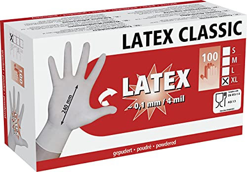 Kerbl 100 Gants Latex poudrés Moyen, Blanc, M