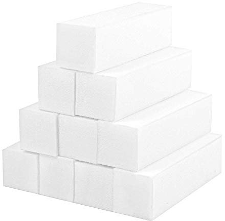TRIXES 10 x Bloques Pulido de Uñas - para el Modelado Profesional y Pulir Uñas Naturales, Uñas de Acrílico y Gel - Set de Bloques de Lijado de Archivos de Uñas - Accesorio de Manicura - Blanco