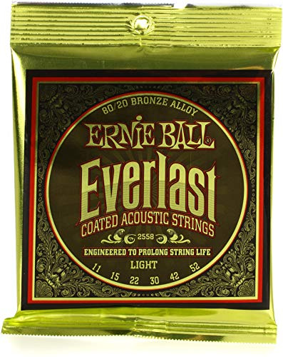 Ernie Ball Everlast Light Coated 80/20 Bronze Akustik-Gitarrensaiten, Stärke 11-52