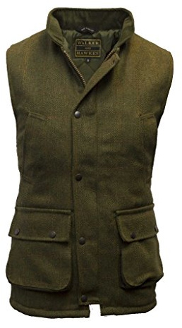 Walker & Hawkes - Derby Tweed skjutväst country Gilet - mörk salvia