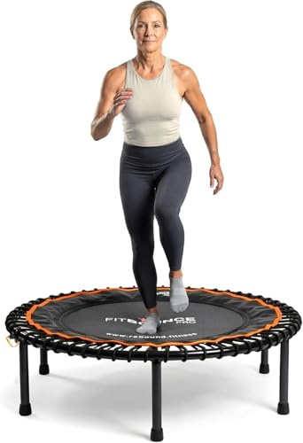 FIT BOUNCE PRO II Bungee Rebounder Mini Trampoline | Already Assembled | Half Folding, Silent & Beautifully Designed for Adults | Includes Storage Bag | Free Online Workouts