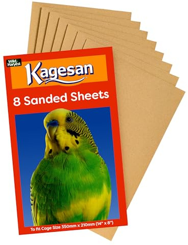 Kagesan Hojas de Arena para jaulas de pájaros, pequeñas (35 x 21 cm), Caja de 96
