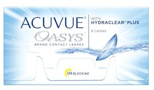 ACUVUE OASYS 2-Wochen-Kontaktlinsen für Tag und Nacht mit -6.00 dpt und BC 8.8 – UV Schutz, Austrocknungsschutz und extrem Komfortables Tragegefühl – 6 Linsen