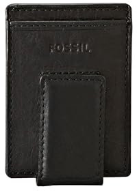Fossil Herren Leder Minimalistisch Magnetisch Kartenetui mit Geldklammer Fronttasche Brieftasche für Männer, Ingram Black, Einheitsgröße