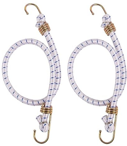 Blackspur 2X White 60cm Bungee Cords - Heavy-Duty Car Van Motorcycle Roof Rack Cargo Trailer Awning Storm Hooks Kit