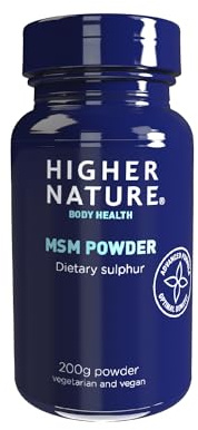 Higher Nature - MSM Powder - Dietary Sulphur - High Potency 1200mg MSM - Vegetarian & Vegan - 200g Powder